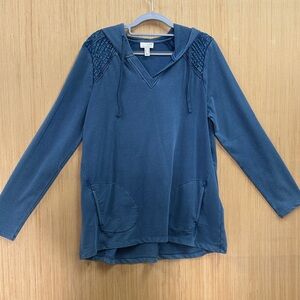 LOGO by Lori Goldstein Teal Hooded Sweatshirt and Pant set